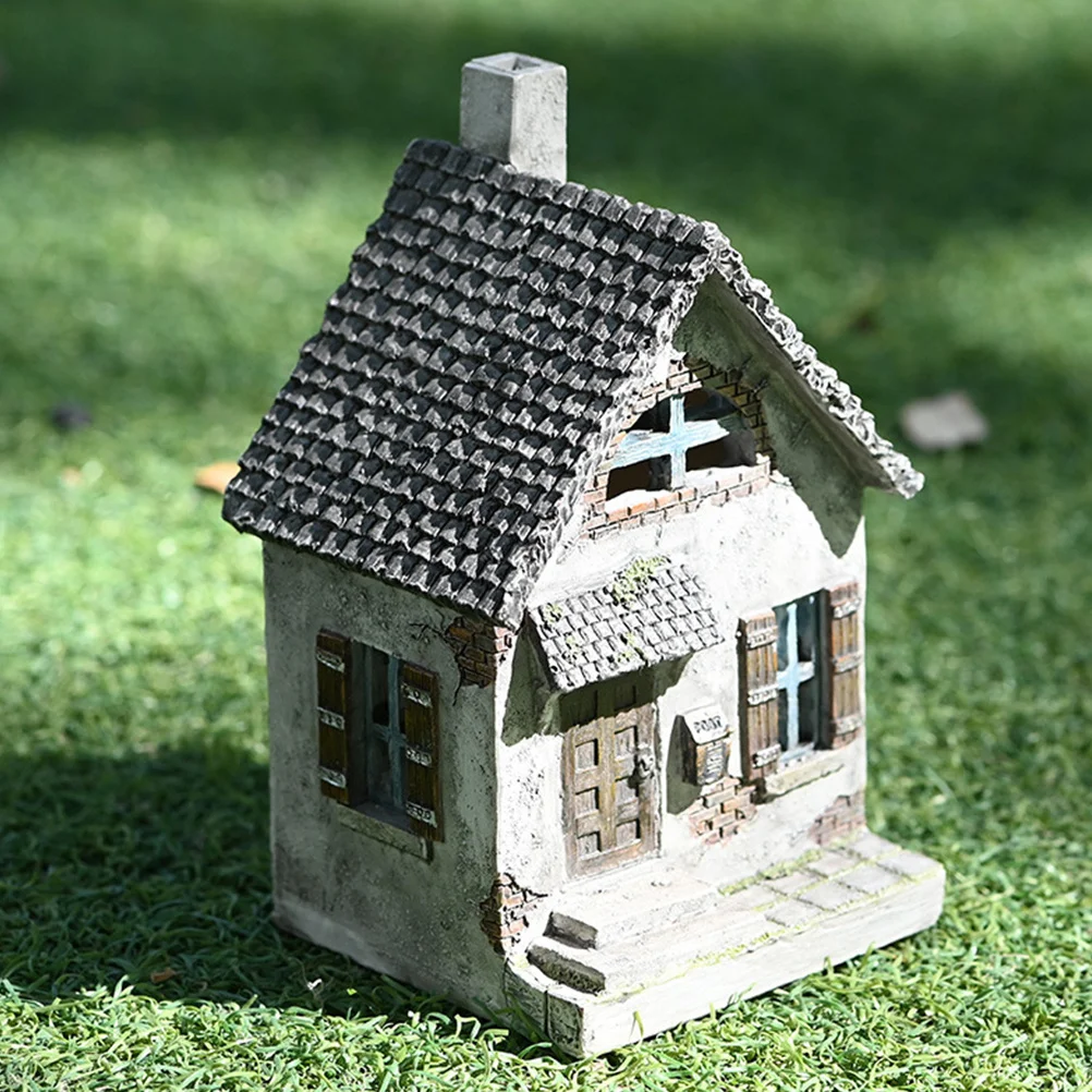 

1Pcs Mini House Resin Ornament Creative Micro Landscaping Decoration Miniature Garden Resin House Craft Sculpture