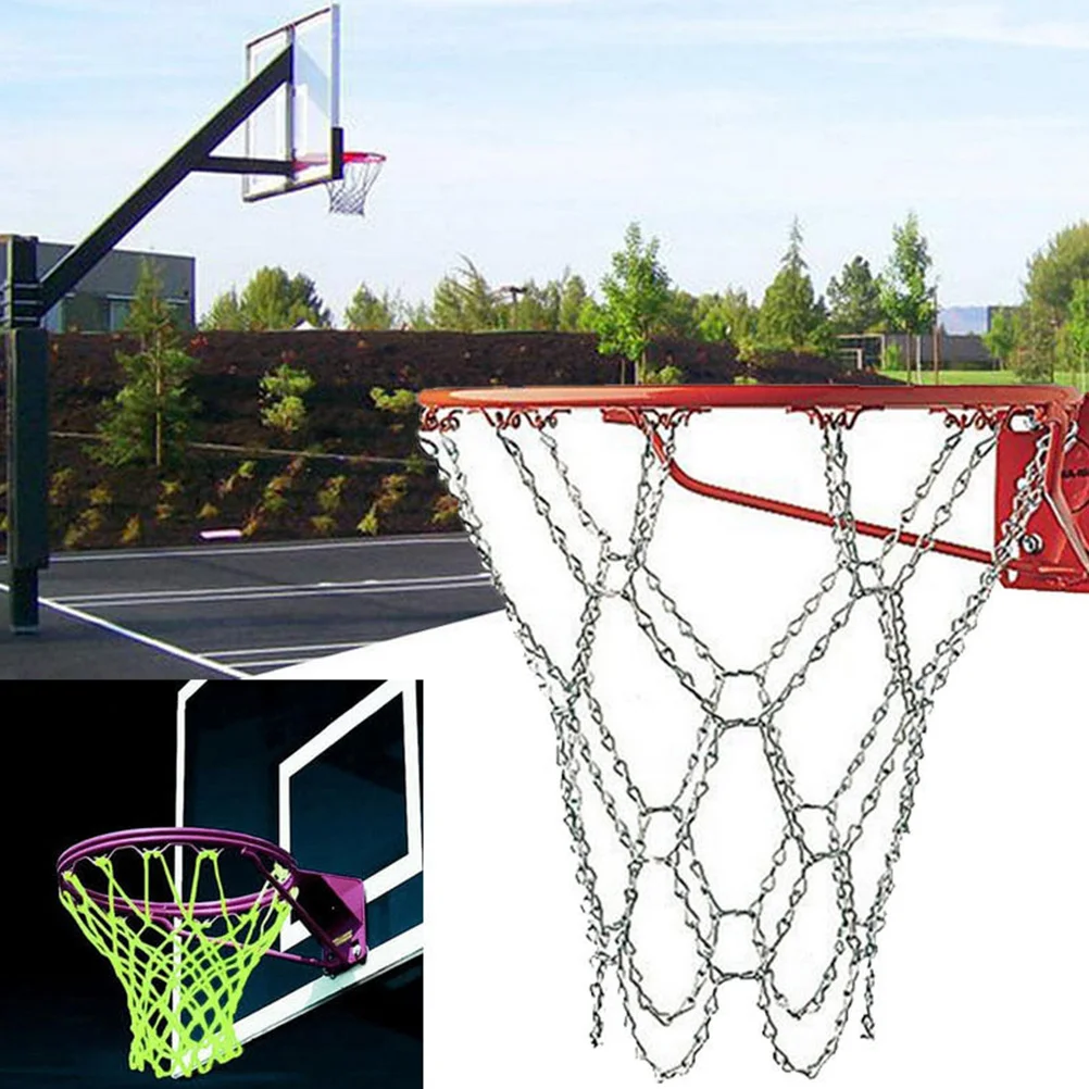 

2 Pcs Iron Chain Basketball Net Professional Standard Heavy Duty Basketball Goal Net Replacement Basketball Net