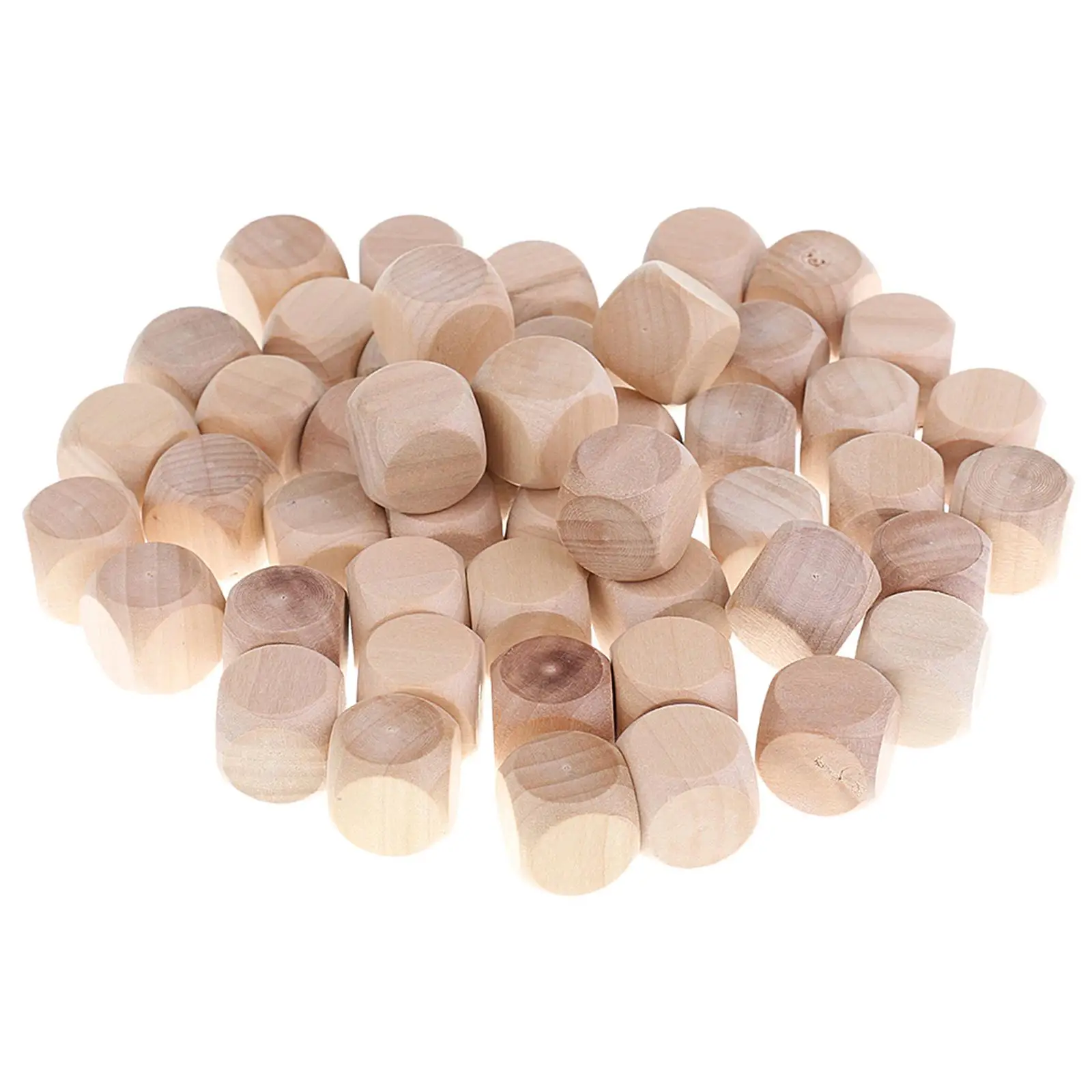 Set of 50 16mm Empty Wooden Dice D6 Six-sided, Diy Blank Dice