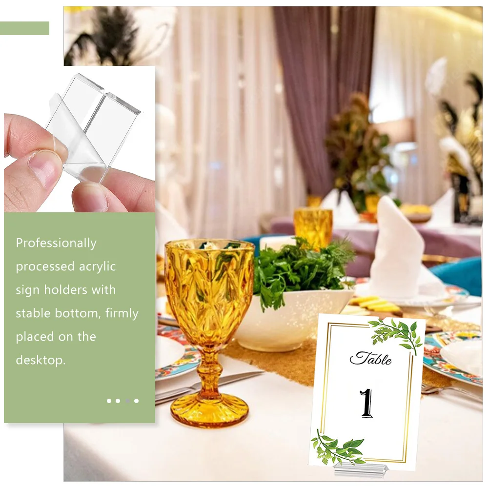 

12 pcs Acrylic Business Card Holder Table Number Stands Clear Place Card Holder For Wedding Banquets Restaurants Cafes Homes