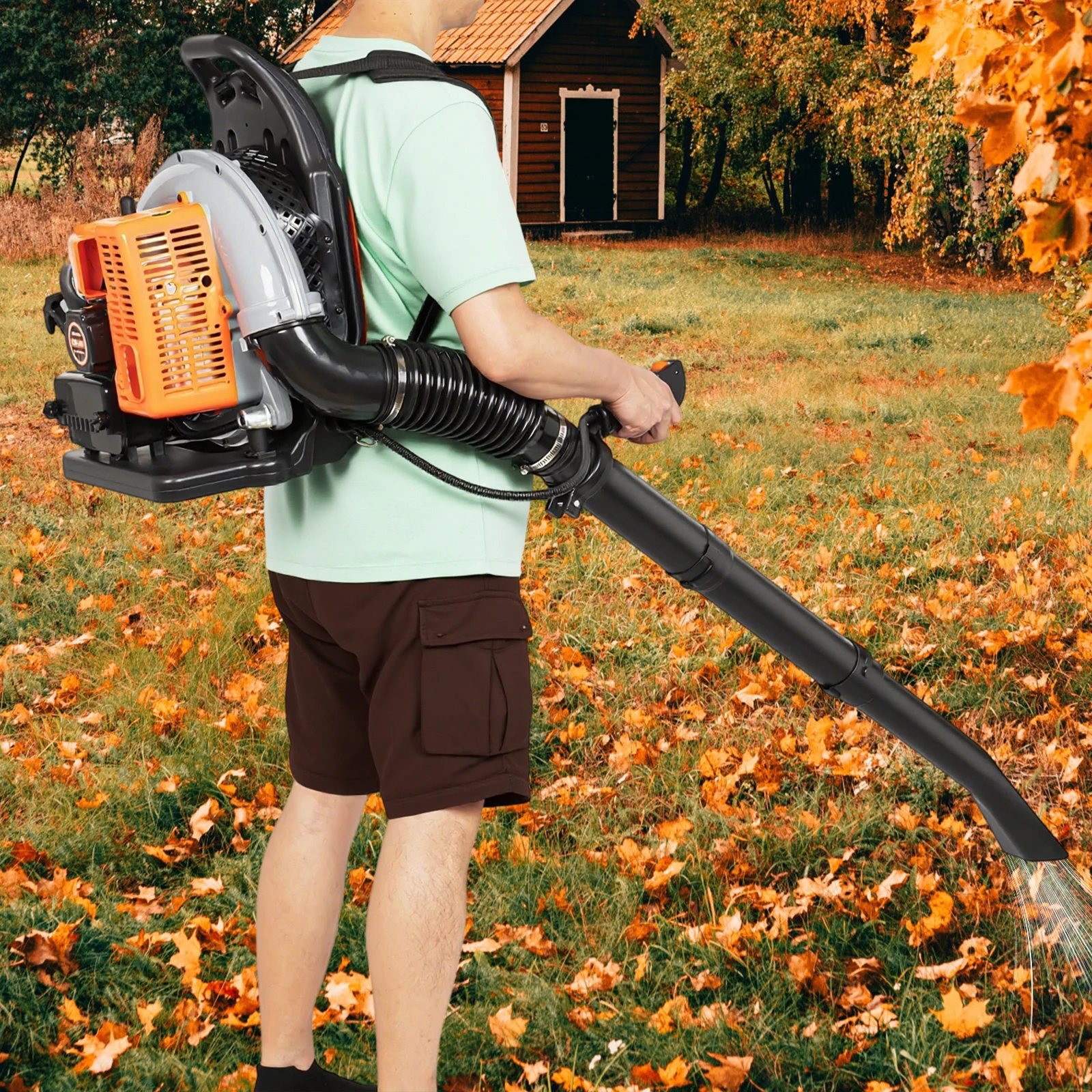 

Backpack Gas Powered Leaf Blower, Commercial 2.7kW 850CFM 63CC 4.3HP 2-Stroke Powerful Lightweight Gasoline Grass Lawn Blower w/Harness Air-Cooled & 1.8L Fuel Tank for Yard Lawn Care, Snow Removal