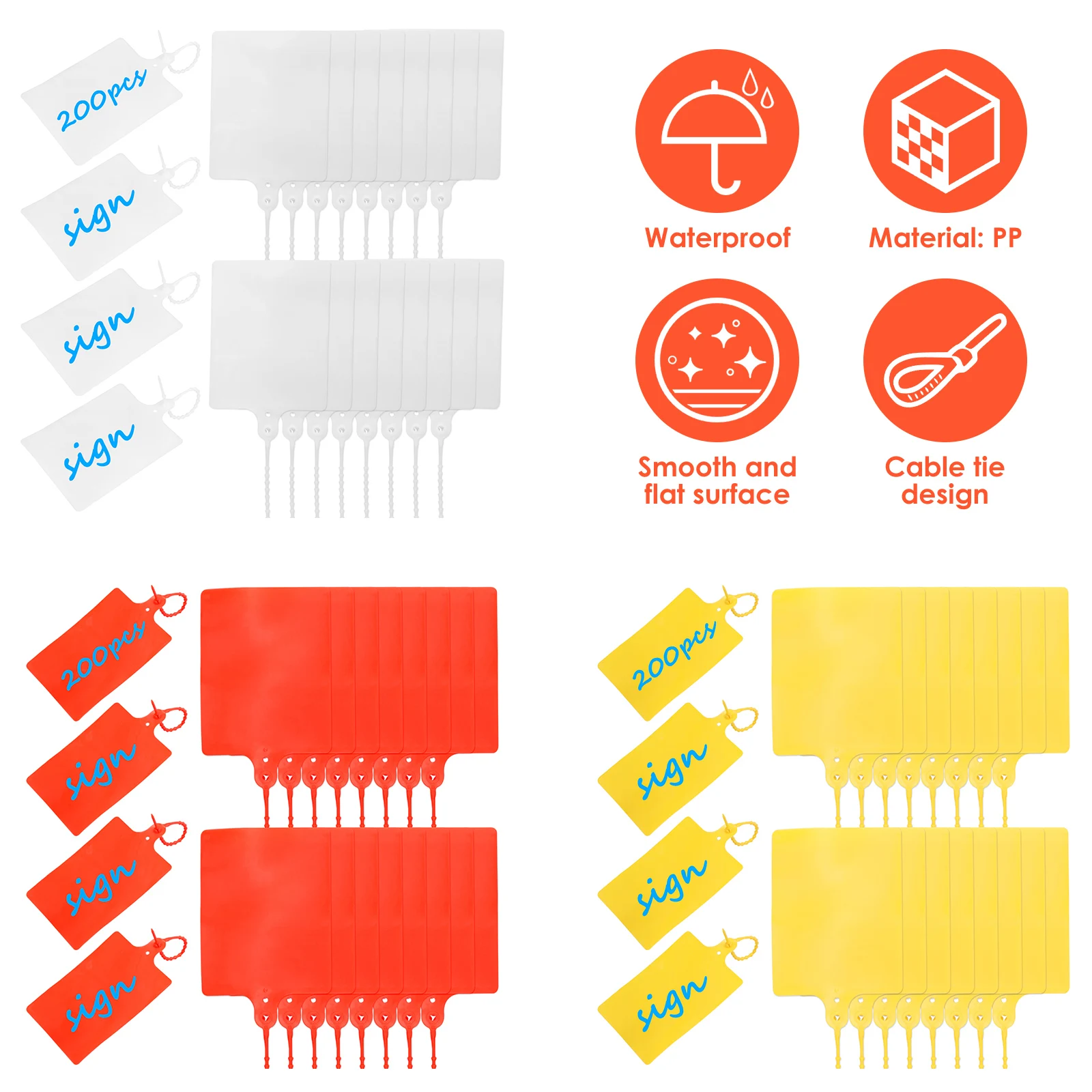 200Pcs PP Label Seal Shipping Tag Waterproof Storage Marker Hang Tag Integrated Logistics Hang Label Fast Fixation for Clothes