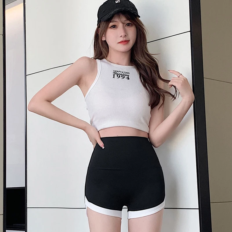 Estate che indossa pantaloncini sottili a contrasto Leggings Pantaloni di sicurezza a vita alta Pantaloni da squalo a tre punti senza linea sconosciuta per