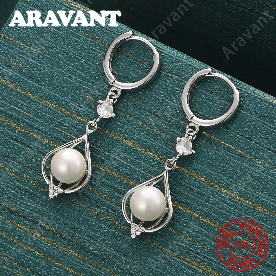 

925 Sterling Silver Pearl Cross Design Zirconia Earrings For Women, Commuter Accessories, Christmas Gifts, Jewelry