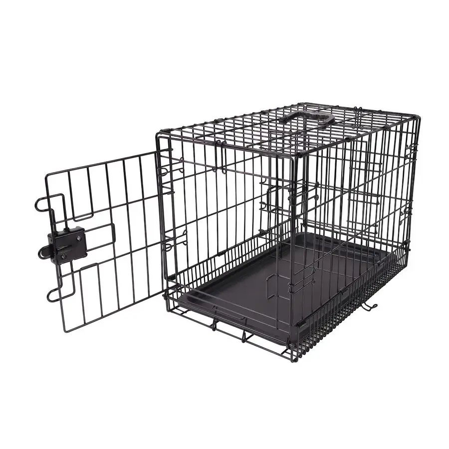 

Прочный складной металлический вольер для собак с поддоном, с одной дверцей, 30 x 19 x 21 дюймов, черный
