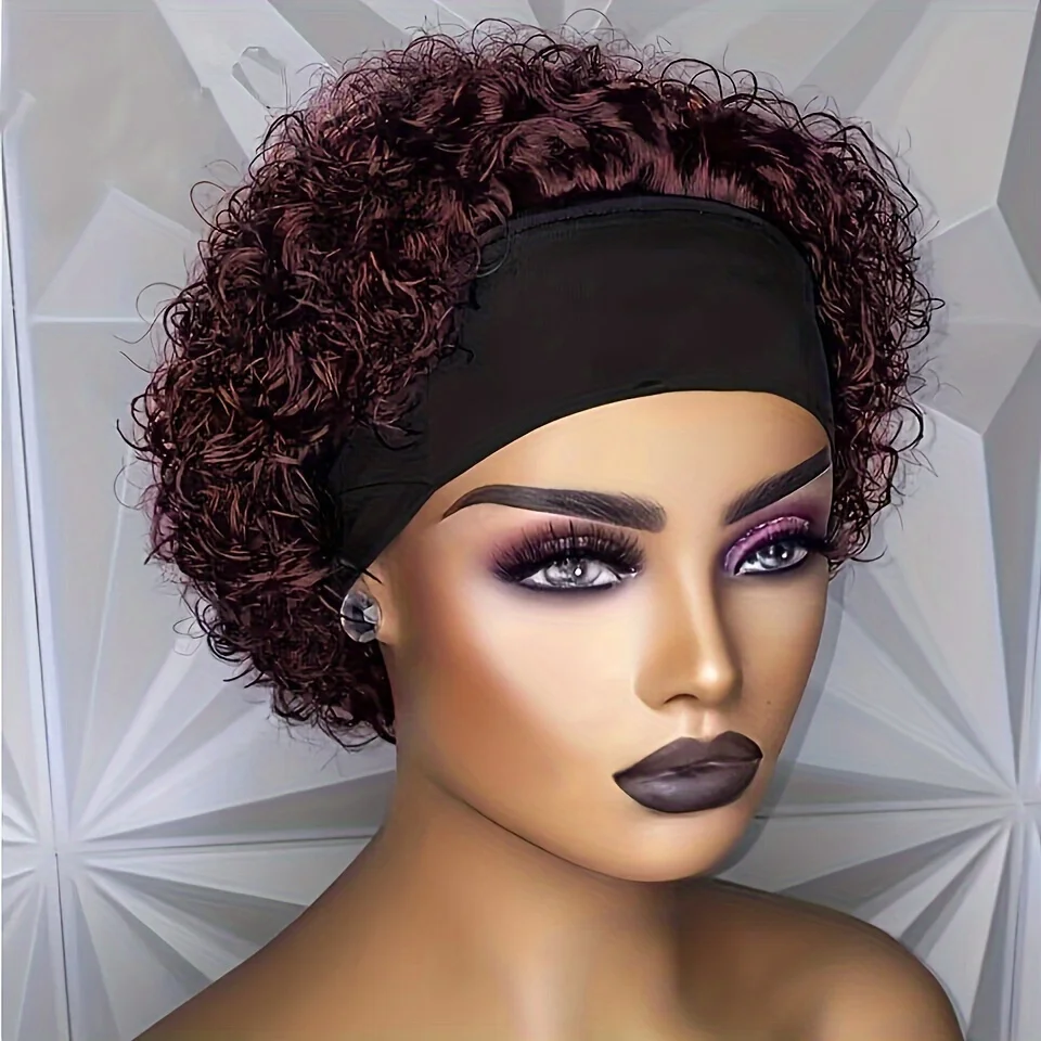 Water Wave Short Curly Pixie Cut Headband Wig
