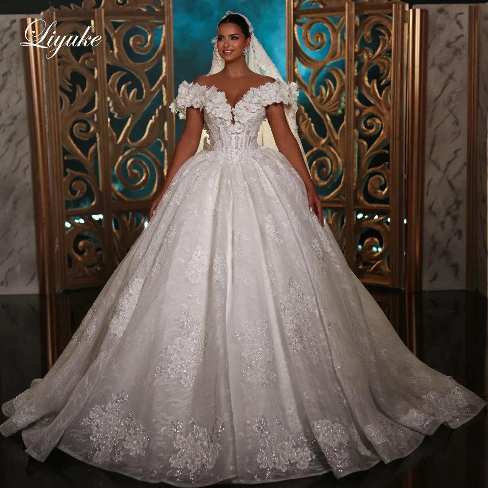 Liyuke Custom Lace Ball Gown Wedding Dress