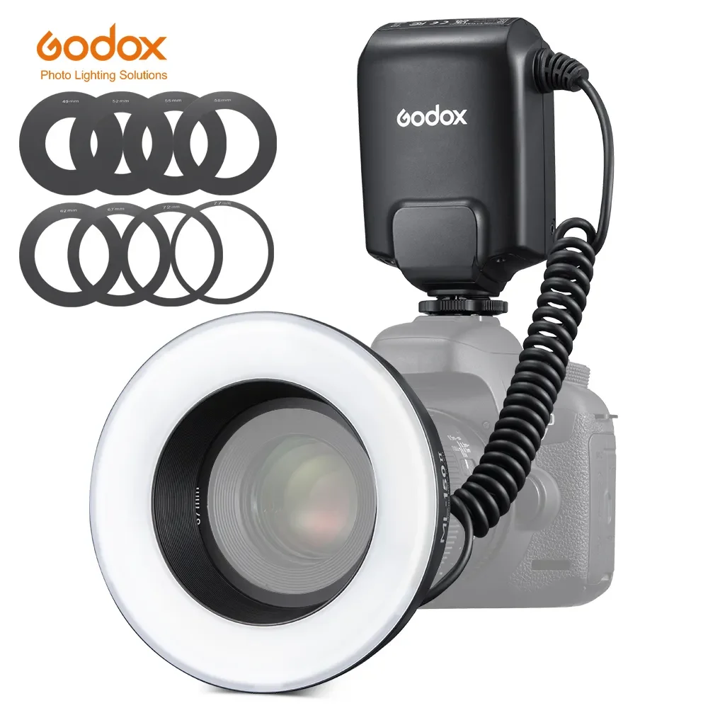 

Godox ML-150II ML150II Macro LED Ring Flash Speedlite GN12 5800K±200K for Sony Canon Nikon Fuji Olympus Panasonic DSLR Cameras