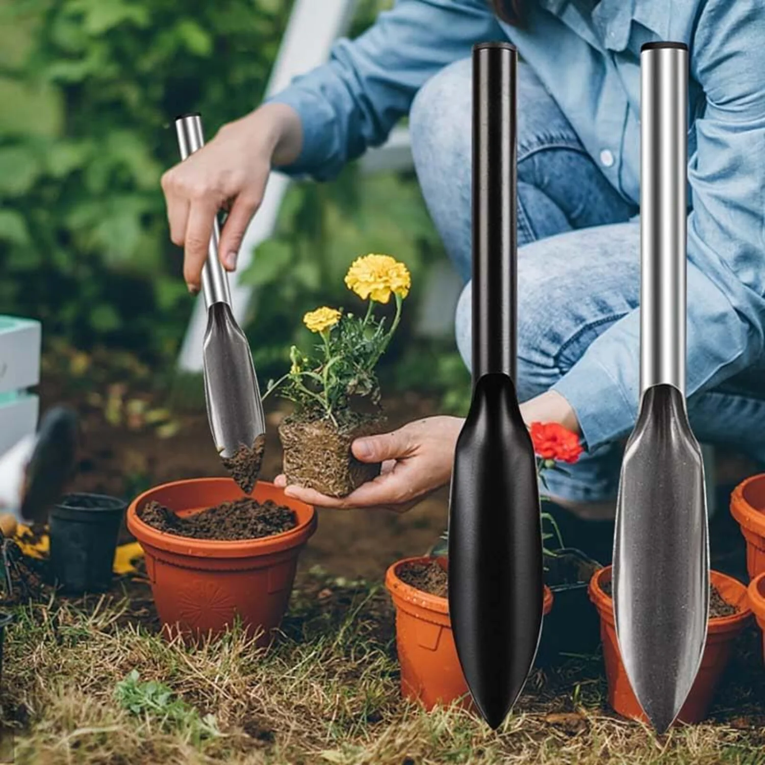 Super Strong Garden Trowel Hand Shovel - Stainless Steel - Rust Resistant - Ergonomic  - Perfect Tool for Gardening, Weeding, Tr