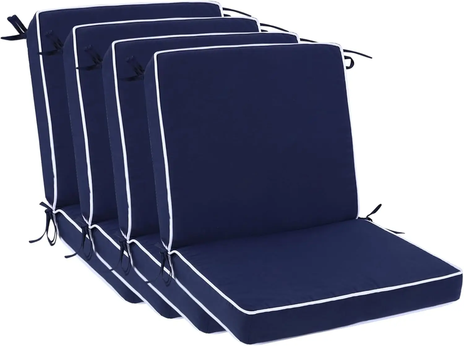 Outdoor Patio Chair Cushions Set of 4, Water Resistant Square Seat Cushions with Ties, 20