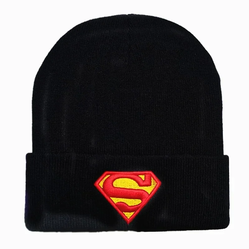 Batman Knitted Hat Cartoon Pattern Embroidery Beanies Cap Autumn Winter Fashion Warm Wool Hat Cold Hat Men and Women Couple Hats image 5