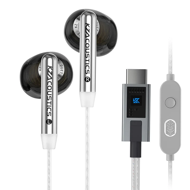 KZ Duet Dual Dynamic Driver HiFi Earphones Quad Core Bass Stereo Wired Earbuds Type C/3.5MM Wired Earphone With HD Dual Mic image 3