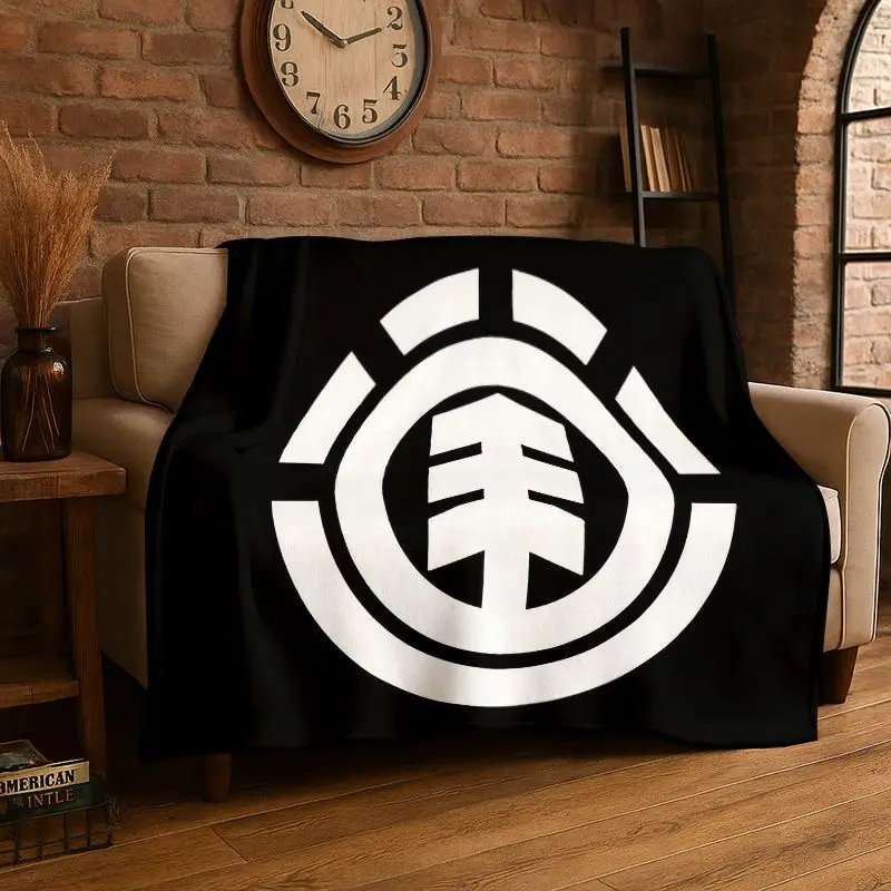 HD Classic Boardsport Logo E-Element Skateboards Flannel Throw Blanket,Warm Cozy Blanket for Bed,Sofa,Couch,Bedroom,Living Room