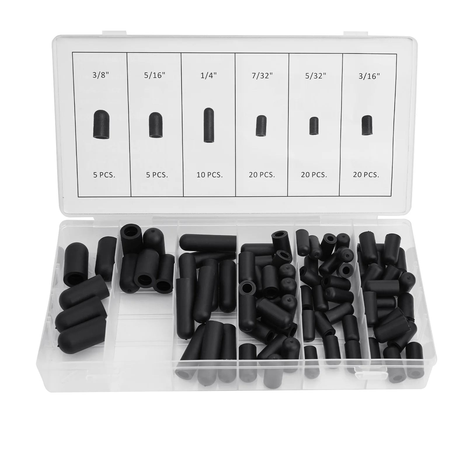 Line Cover Rubber Vacuum Cap Assortment Vacuum Line 80pcs Rubber 5/32\