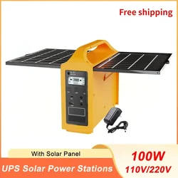 100W Portable Solar Power Station 24000mAh Emergency Mobile Power Bank 220V/110V AC,DC,LED Display Outdoor Camping Power Bank