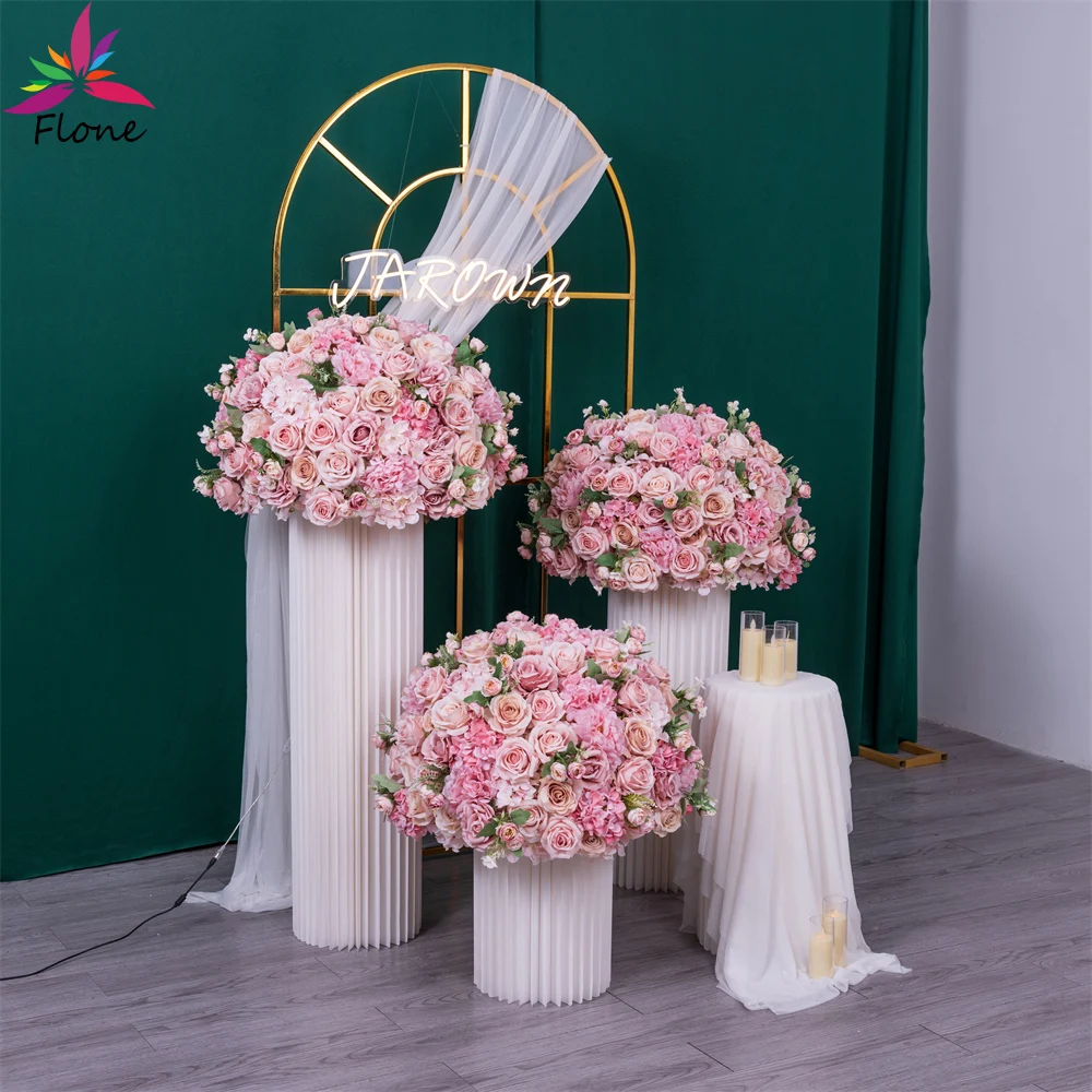 

Pink Flower Ball Wedding Centerpiece Decoration Artificial Rose Hydrangea Peony Floral Ball for Event Party Decor Display Props