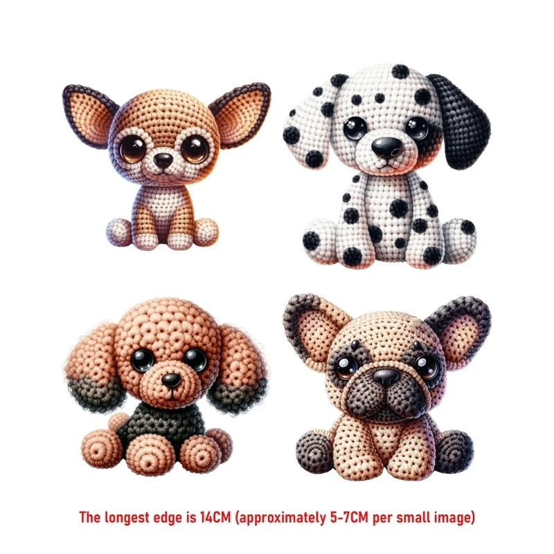 Cartoon Knitted Animal Parrot Iron On Heat Transfer Stickers For Clothes DTF Vinyl Thermal Appliques Washable T-Shirt Deca
