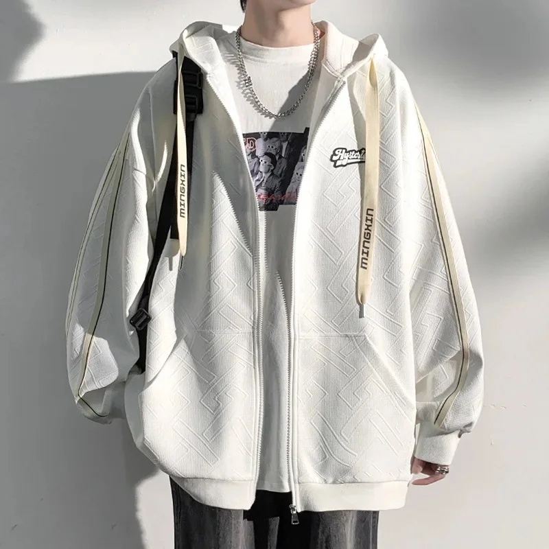 

Men's Hoodie 2023 Spring Autumn Mens Casual Long Sleeve Sweatshirt Men Solid Color Zipper Coats Fashion Male Youth Top Dropship