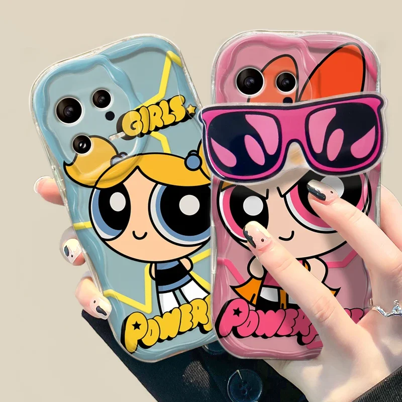 P-Powerpuff Girls Glasses Case for Xiaomi Redmi Note 12 12C 11A Pro Plus Turbo 12S 11 11S 10 10X Prime 9 9T 9A 9C 9i 4G 5G Cover