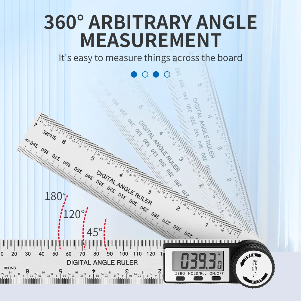 Luxianzi-ステンレス鋼デジタル分度器、角度ゲージ定規、大工測定ツール、電子goniometer、200mm、300mm、500mm