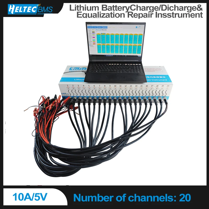 Heltec Battery Charge Discharge Tester Equalizer Capacity Load Tester 10A 20 Channel Battery Analyzer Repair Machine