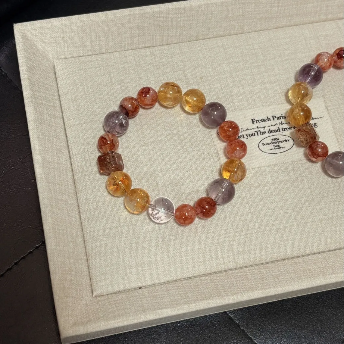 Hand-strung Beaded Bracelet Yellow Tower Crystal Red Gel Flower Stone Cube-shaped Beads Women's Daily Wear Travel Souvenir