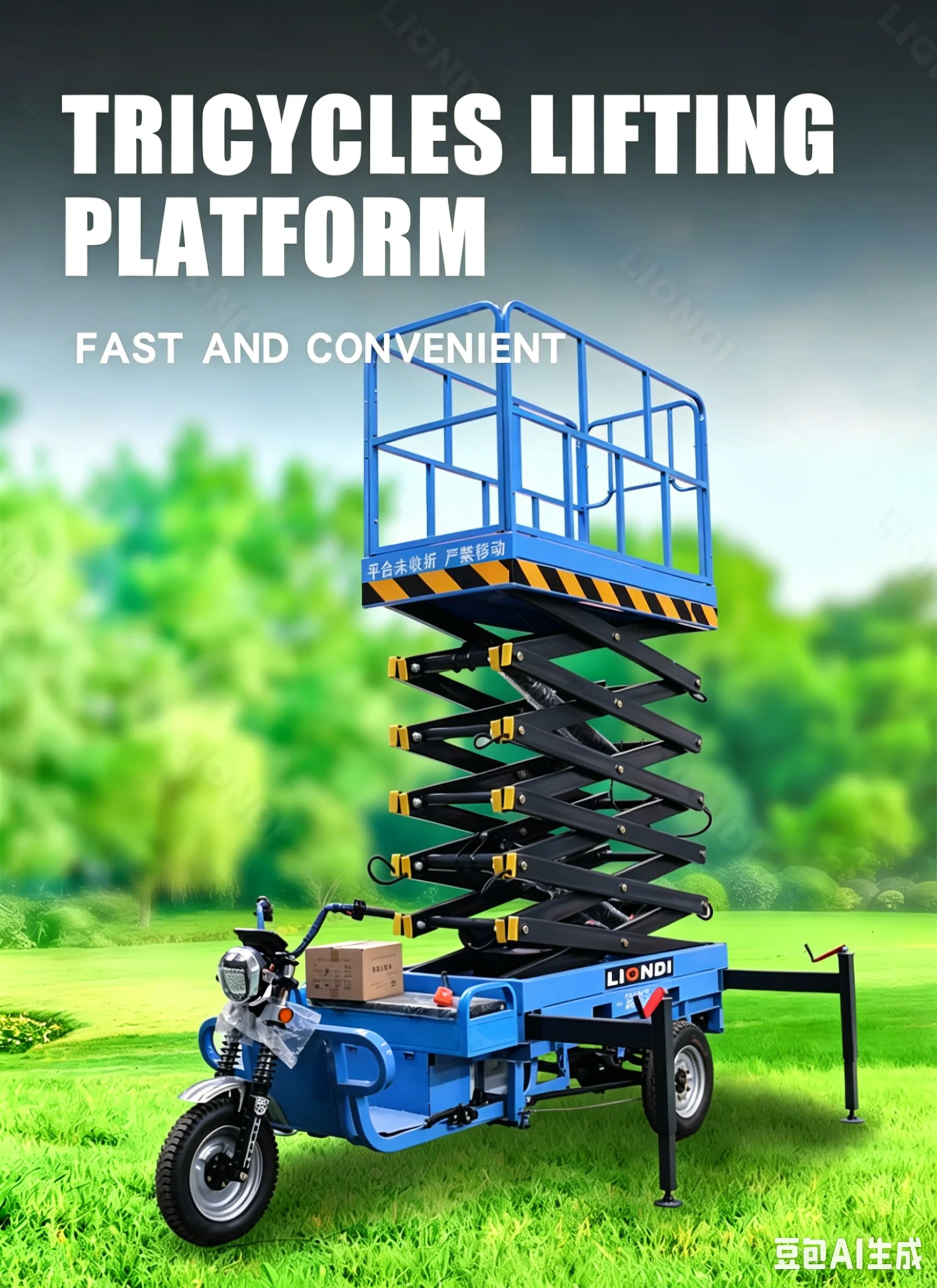 Three-wheeled Mobile Electric Hydraulic Scissor Lifting Platform Construction Outdoor High Altitude Maintenance