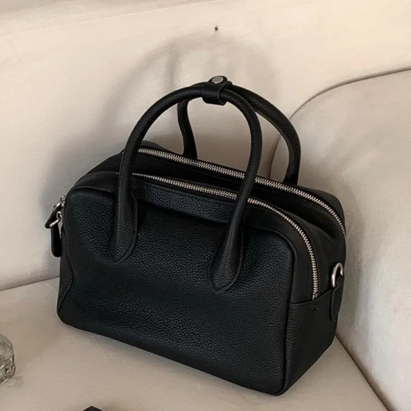 Minimalist Solid Color Boston Soft Pillow Bag Multi-pocket Compartment Storage Large Capacity Shoulder Crossbody Commute Handbag