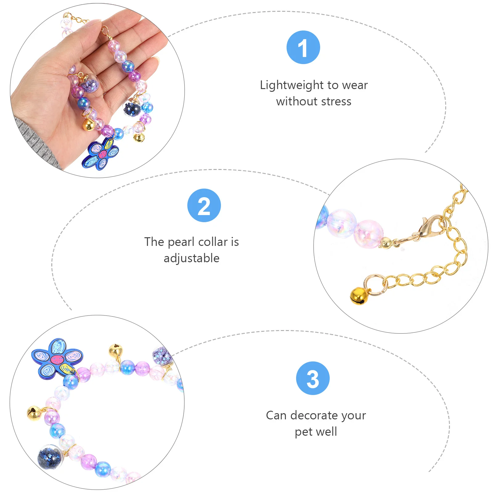 

Creative Blue Pet Collar Lightweight Decorative Adjustable Dog Neck Decor Cat Neck Ring Festival Accessory