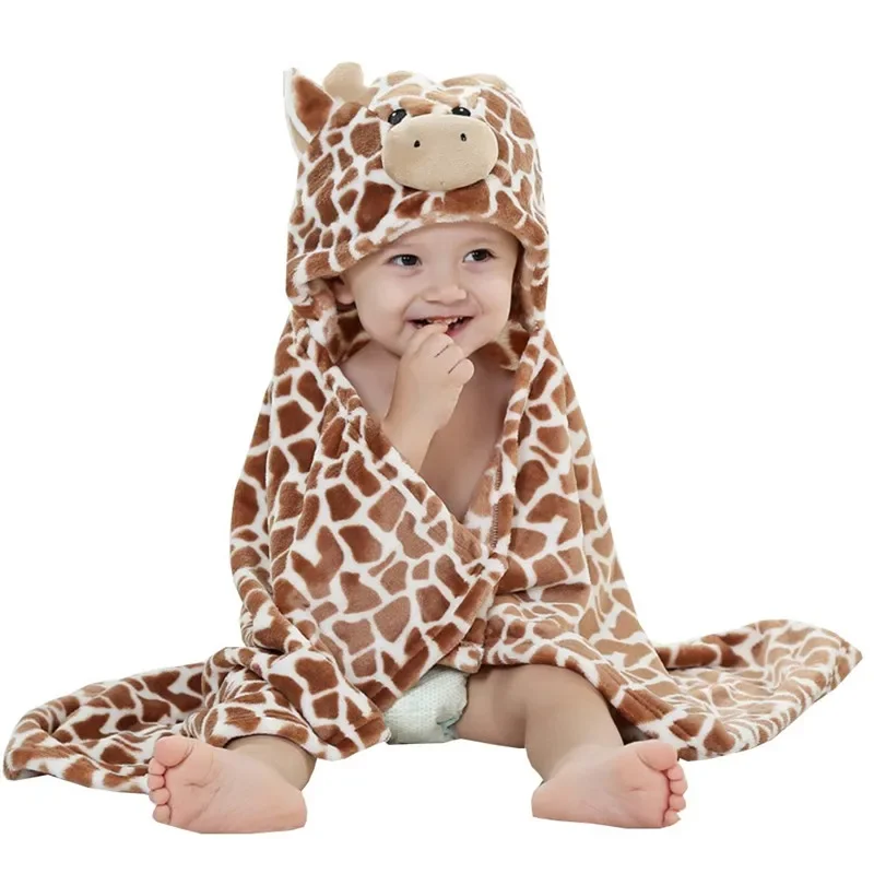 Giraffe Bear Shaped Baby Hooded Bathrobe Soft Infant Newborn Bath Towel Blanket