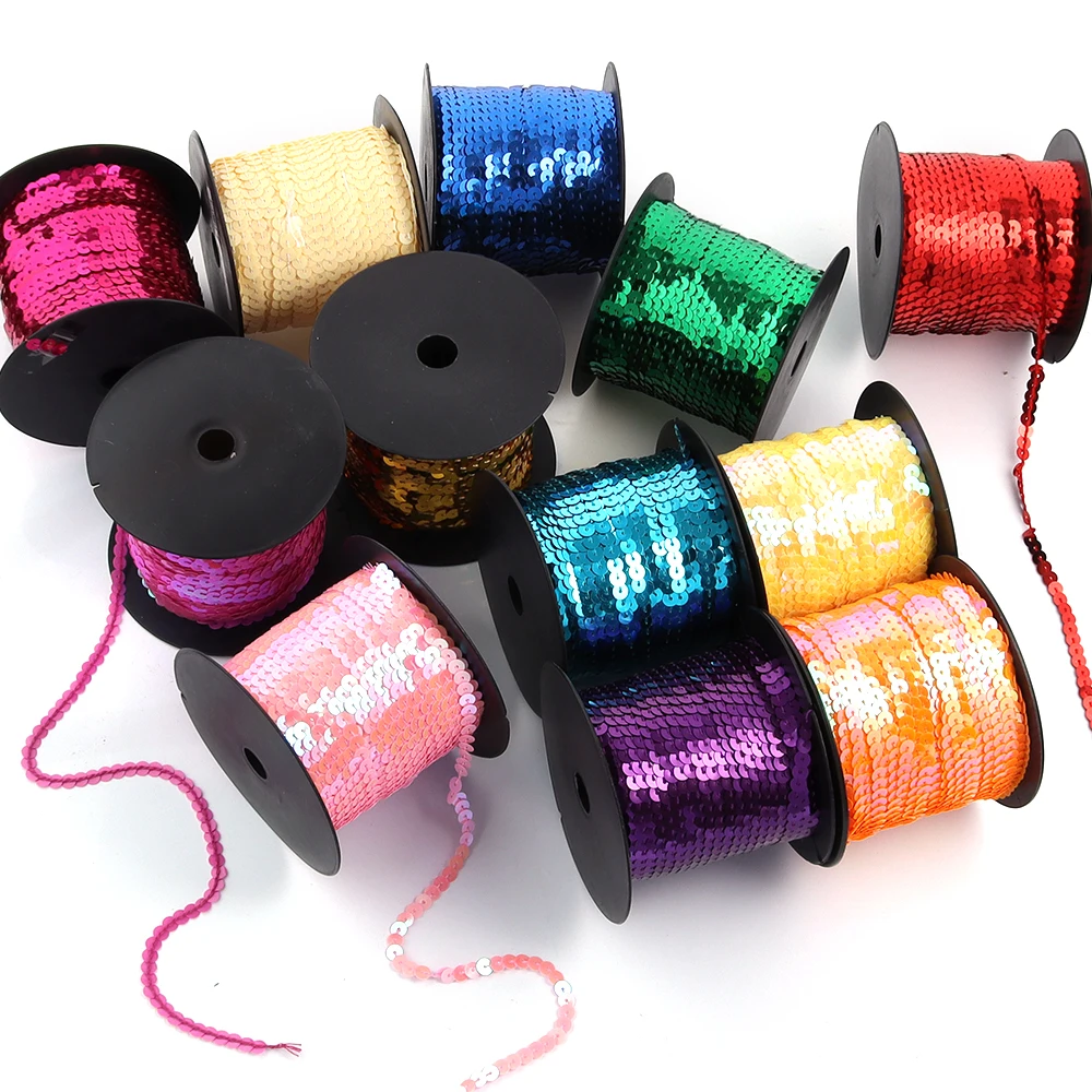 100 Yards/Lot PVC Pailletten Lint Ronde Paillette Snaren Op Roll Naaien Trim Voor DIY Ambachten Gift Handgemaakte Kleding accessoires