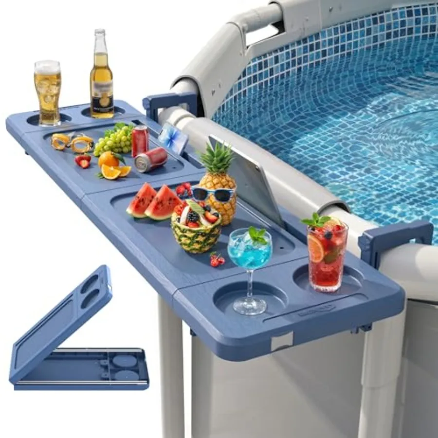 

Poolside Bar, 44"×12" Poolside Bar Table with Adjustable Support Bracket Fits Above-ground Pools, Swim Up Bars Capacity Up to 1