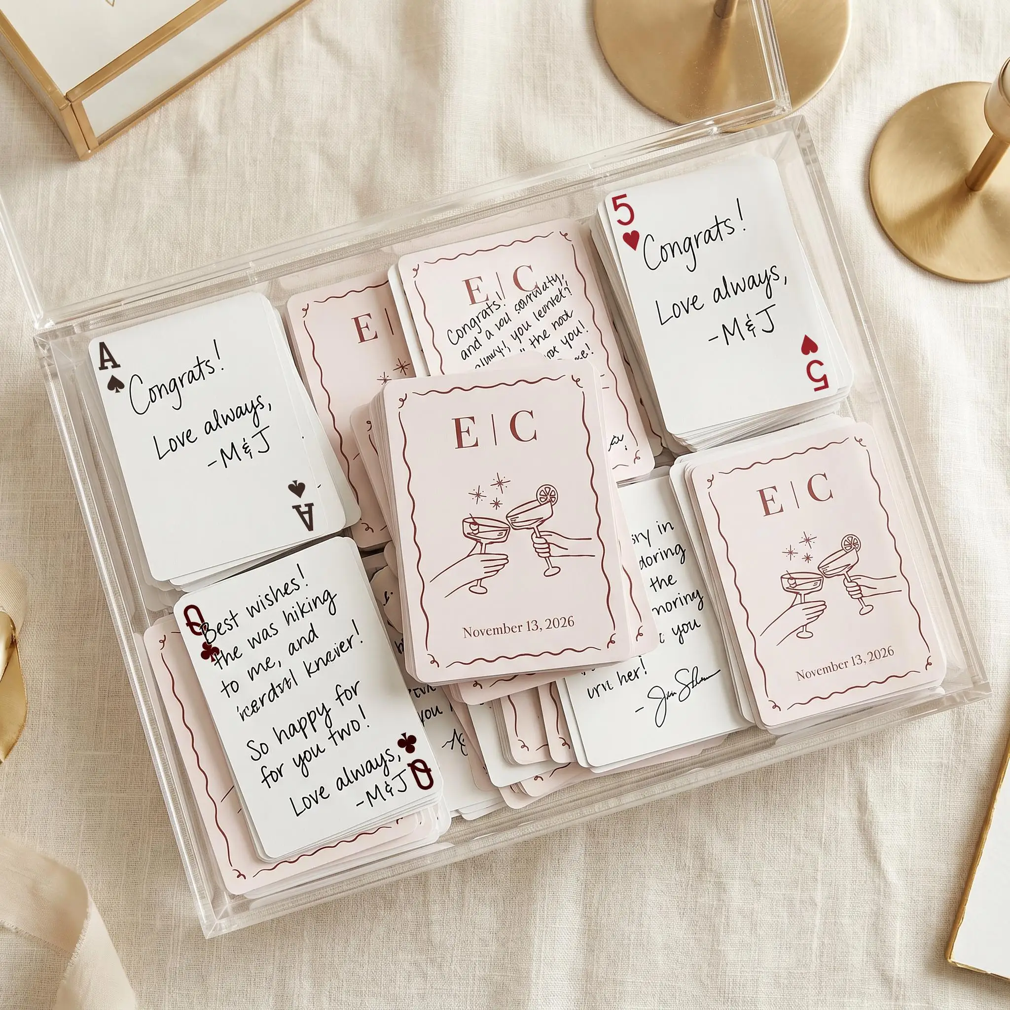 Cartes à jouer personnalisées pour mariage - Alternative au livre d'or de mariage - Cadeaux de mariage personnalisés - Jeu de cartes