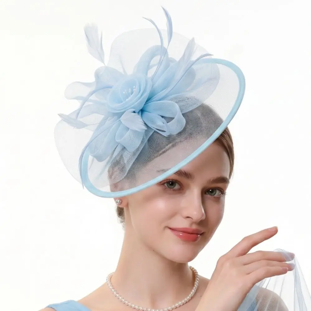 Hair Band Exquisite Feather Fascinator Hat Elegant Mesh Vintage Kentucky Hat Flower Bow 1920s Hair Accessories Photography