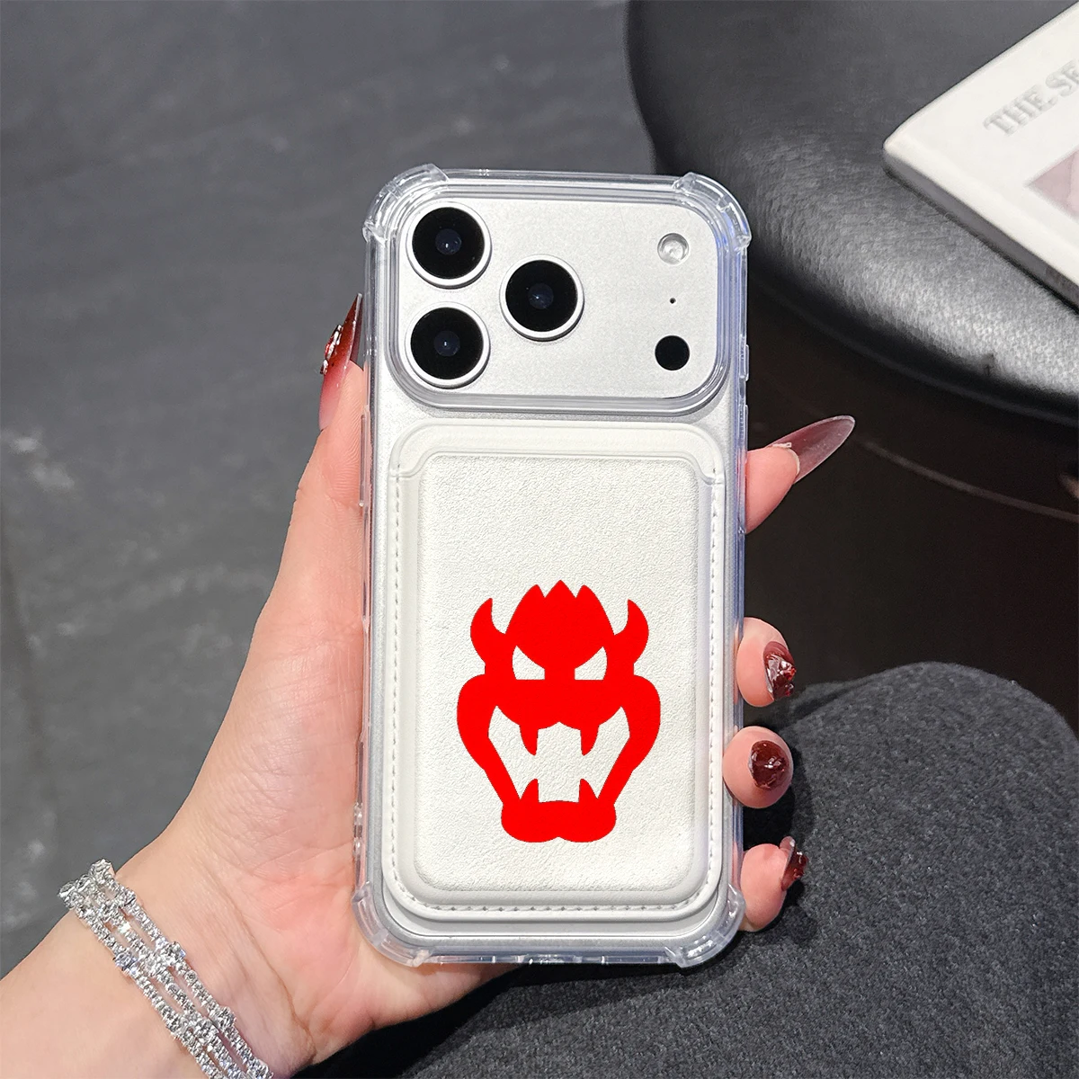 Red Monster Silhouette Phone Case For iPhone 17 16 15 14 Pro Max Plus Wallet Pocket Transparent Soft TPU for Magnetic Phone Case