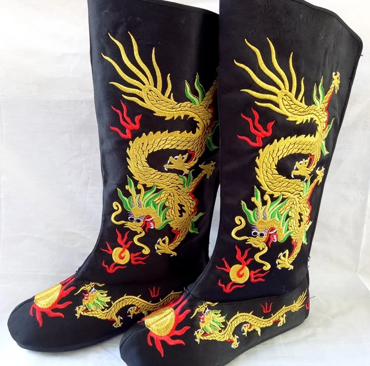 

Chinese traditional dragon Opera Boots film and television drama supplies Emperor Dragon Embroidery boots cosplay accessories