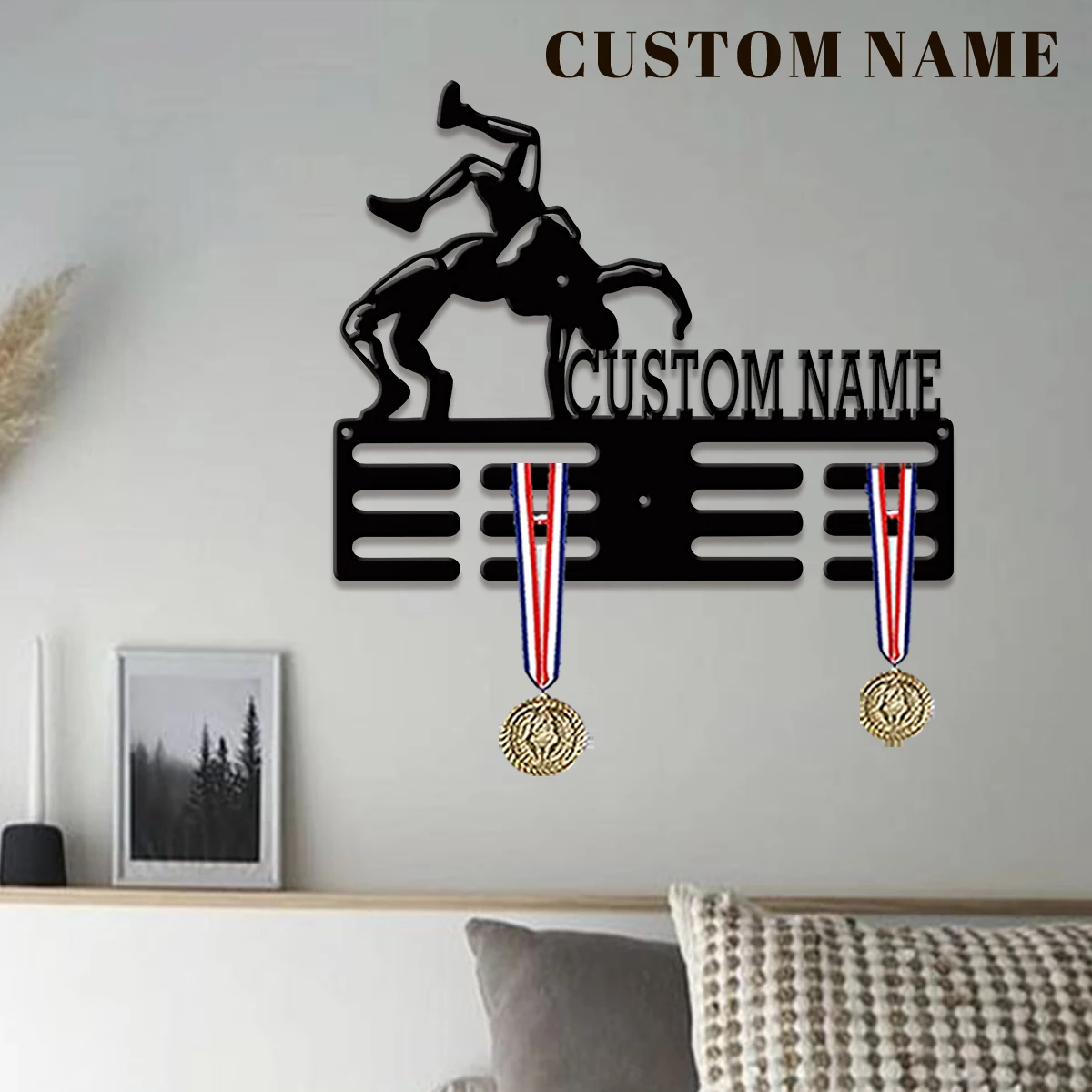 Custom Wrestler  Metal Medal Display Rack, Valentines Gift, for Room Decor, Suitable for Basketball, Football Exercise