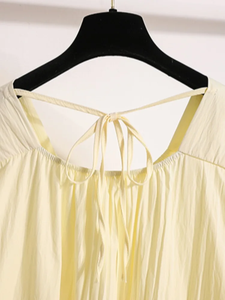 حجم كبير طوق مربع فقاعة الشيفون ort المرأة الصيف التخسيس البطن تغطي دمية irt الأعلى