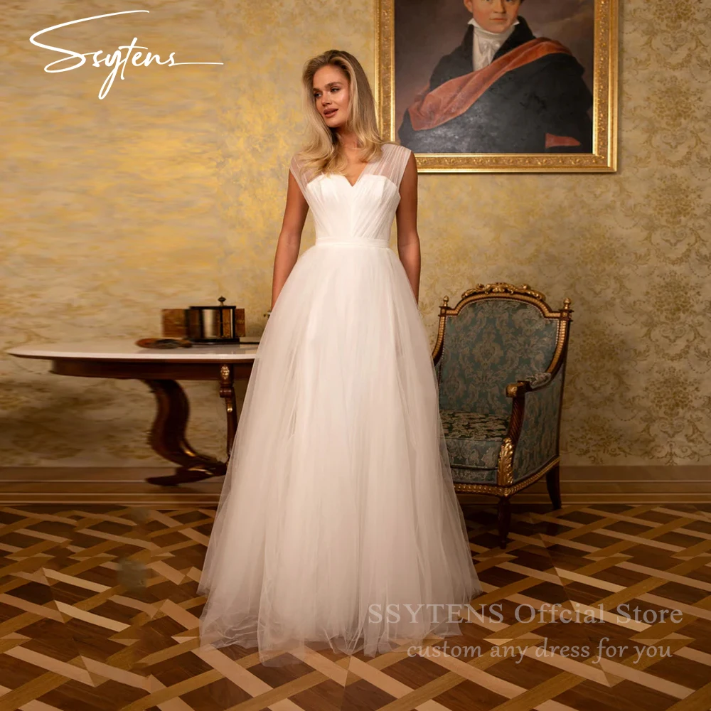 SSYTENS Classic Ivory Tulle Wedding Dresses Fluffy Plus Size Bride Dress Sexy Formal Bridal Gowns Vestidos De Fiesta Customized