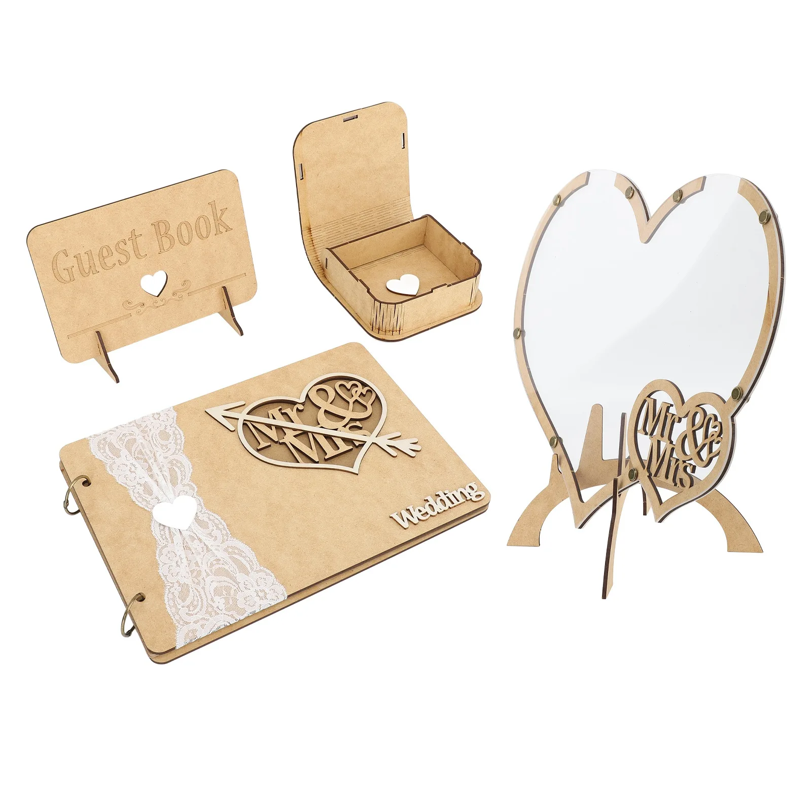 

Wedding Guest Book Wooden Unique With 100pcs Hearts Wedding Guest Book Drop Box For Wedding Reception Heart/Ring