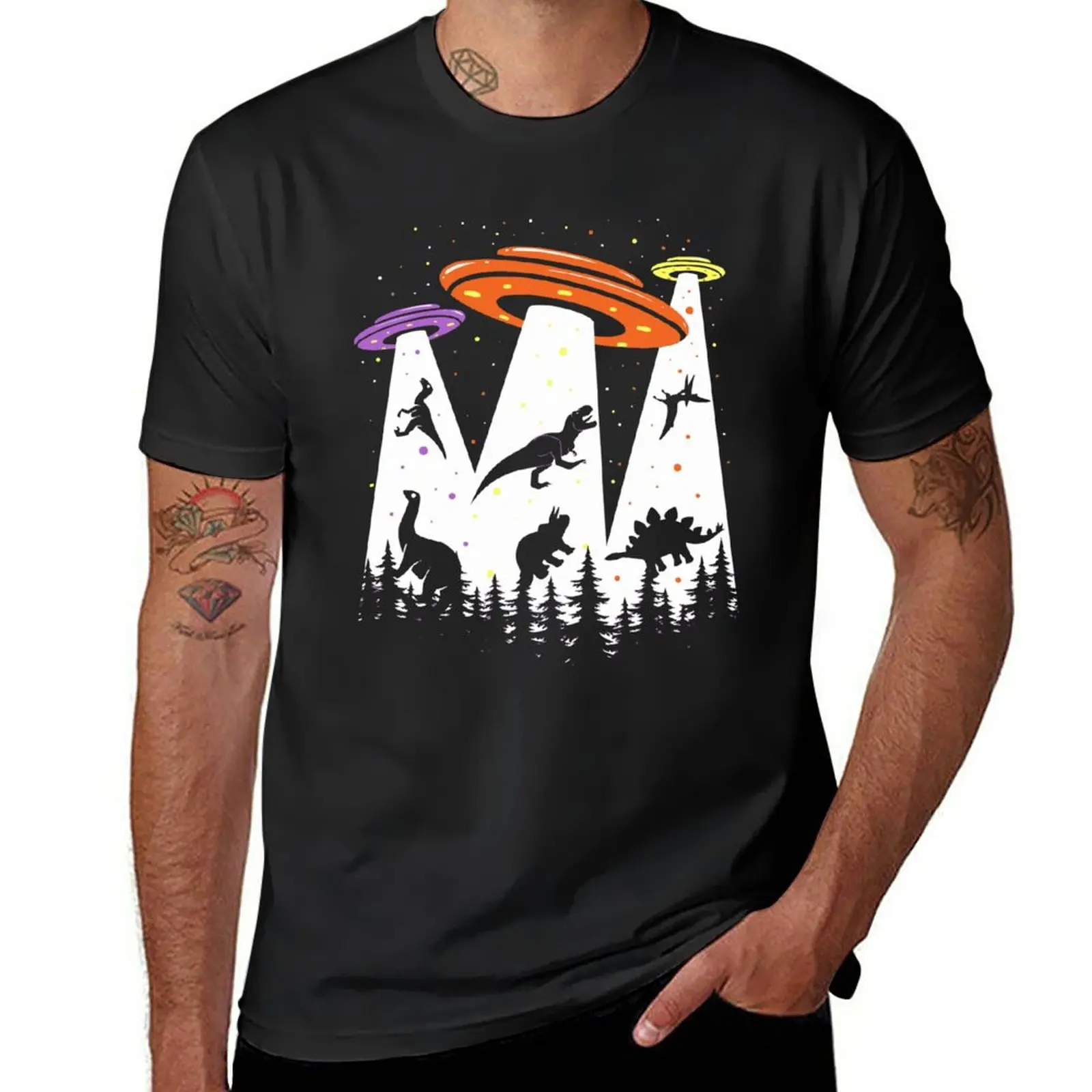 New Aliens Dinosaur UFO Space T-Rex Gift T-Shirt custom t shirt custom t shirts t shirts for men