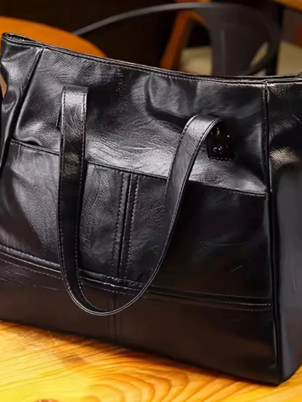 

Versatile Large Capacity Tote Bag Commuter Women's Single Shoulder Crossbody Handbag Mommy Bag Casual Square Shape PU Leather