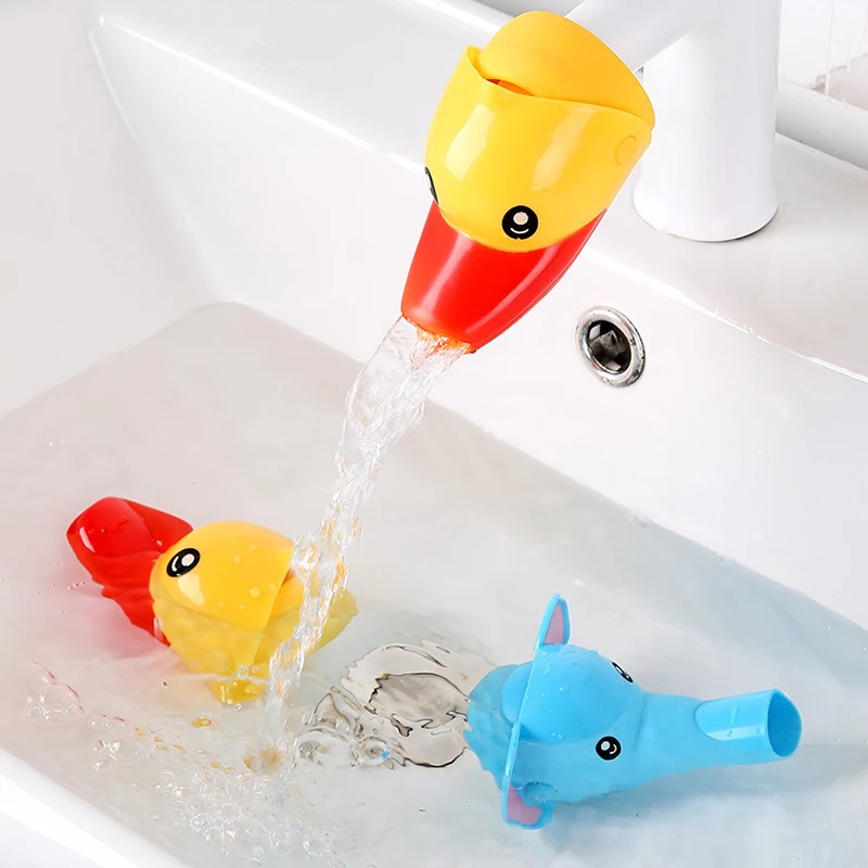 Children Kids Faucet Extender Washing Hands Toy Duck Faucet Extender Cartoon Baby Hand Washing Extension Splash Water Extender