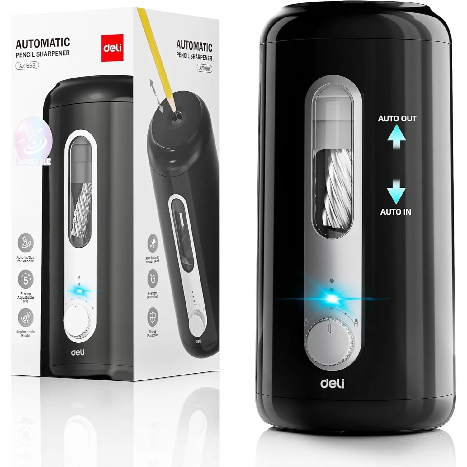 

Электрическая точилка для карандашей, полностью автоматическая, для цветных карандашей Jumbo 6.9-10.8 мм, перезаряжаемая, без участия рук, с 5 вариантами настройки остроты