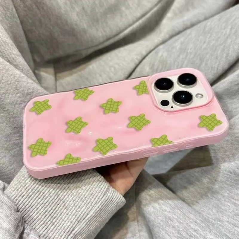 Cartoon Black Checkered Star Pattern Korean INS Phone Case for IPhone 16 15 14 13 12 11 Pro Max Plus Cute Shockproof Soft Cover - náhled 5