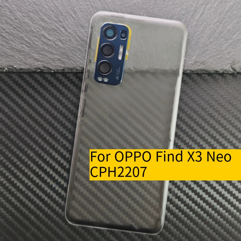 Transparent Glass Battery Back Cover For OPPO Find X3 Neo CPH2207Housing Door Panel Case With Camera Lens
