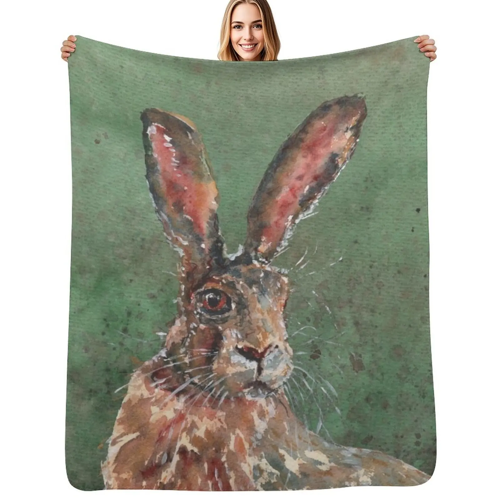 Hare Throw Blanket Warm Plush Fuzzy Blanket for Living Room