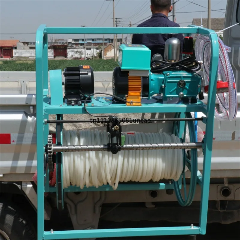 Dual motor dispenser, remote control 300-meter electric tube reeling machine, tricycle suspension sprayer