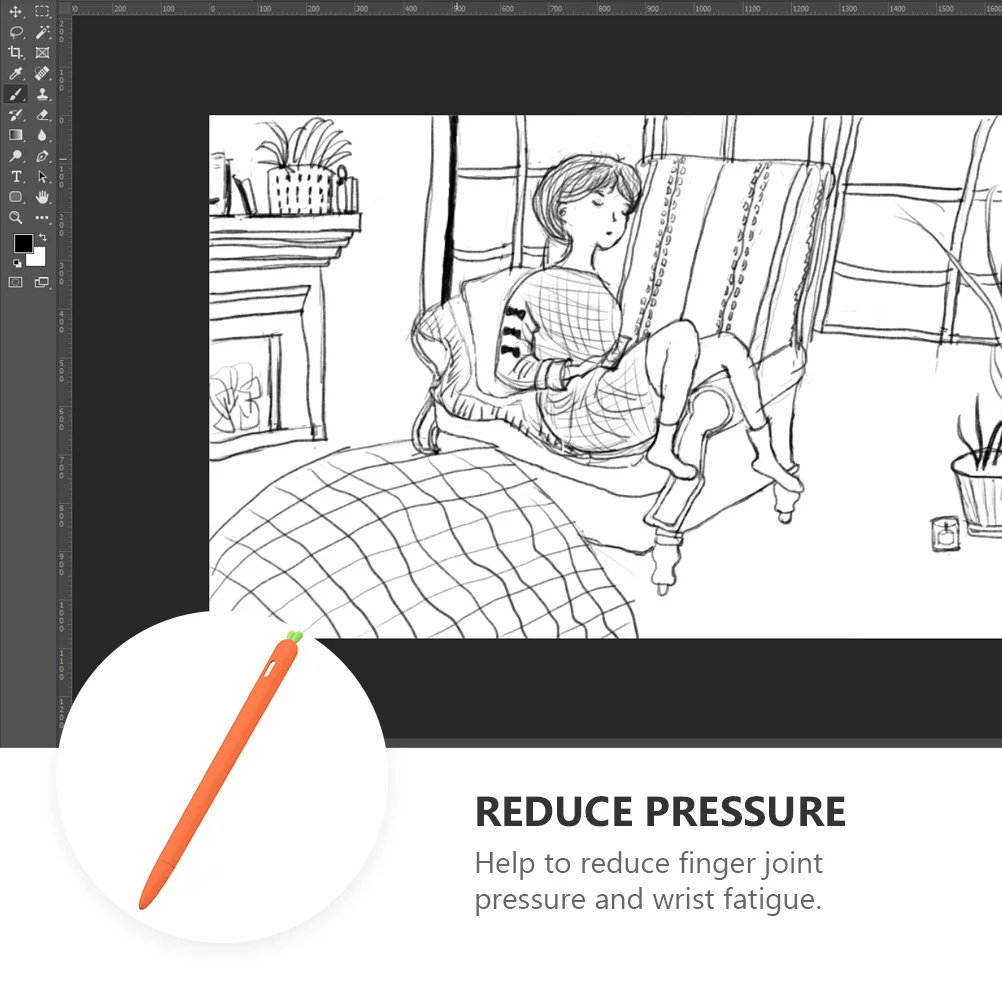 

Carrot Shaped Silicone Stylus Grip Cover Orange Anti-Slip Protective Sleeve For Pencil 2 Touch Pen Holder Portable