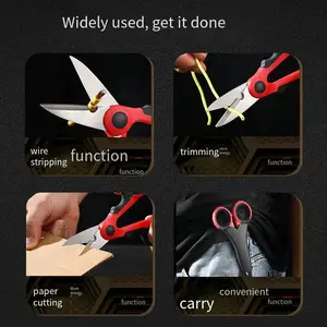 Tesoura eletricista de aço carbono alto, antiderrapante, descascamento industrial forte do fio e do cabo, apropriado para a casa e o escritório, novo 8 principais vendas tesoura corta arame - №5